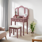Smuxee Kids Vanity Set with Mirror,Makeup Table and Vanity Stool,Girls Bedroom Furniture