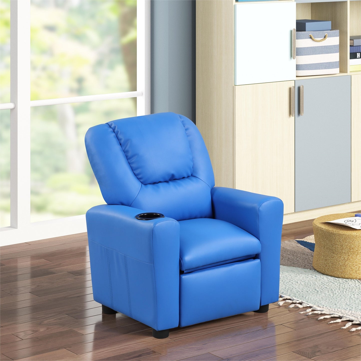 Smuxee Leather Kids Recliner with Cup Holder,Kids Toddler Game Chairs Sofa for Boys or Girls