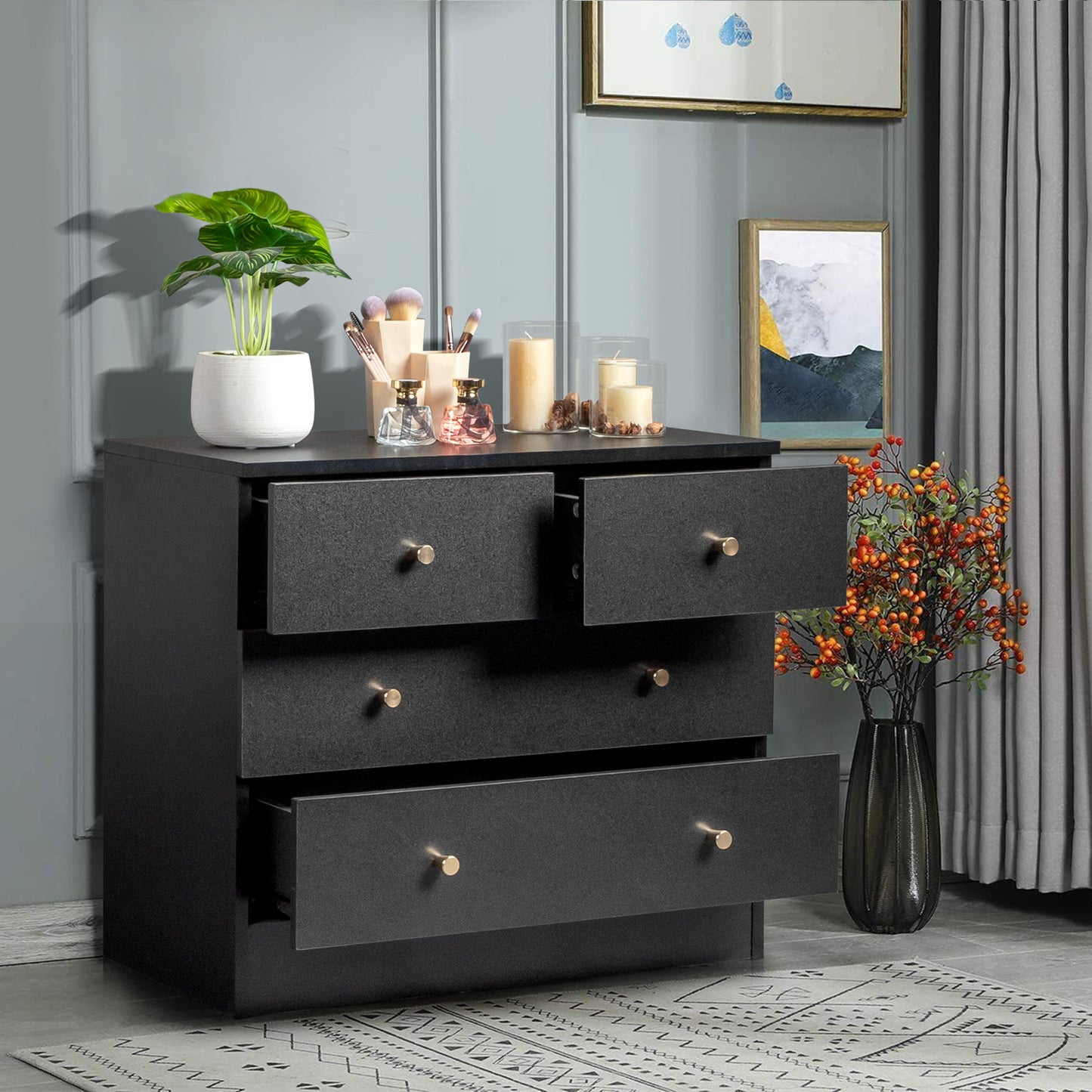 Algherohein Wood Small Dressers with Drawer for Bedroom,Modern Drawers Storage Cabinet