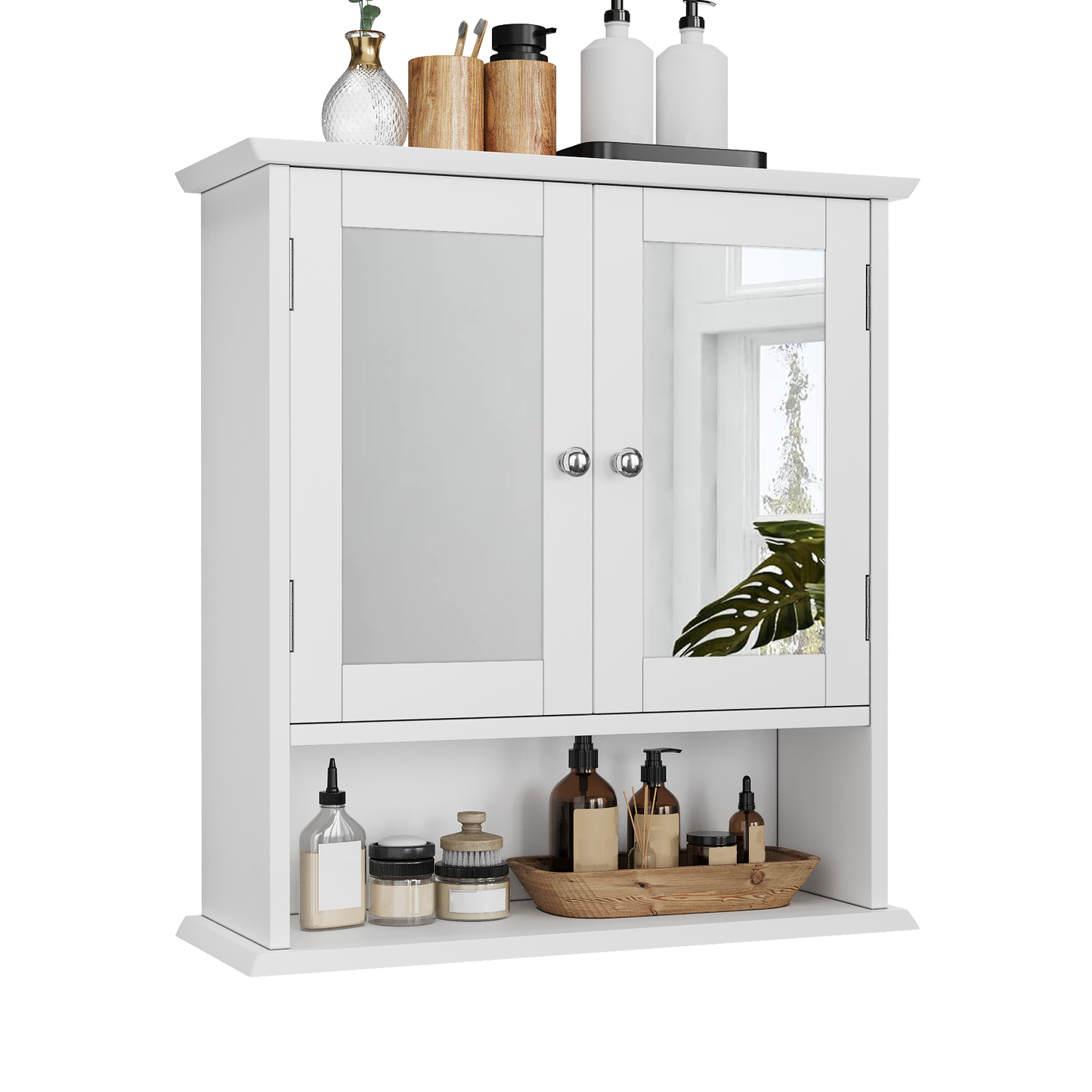 Smuxee Bathroom Cabinet over The Toilet Storage,Medicine Cabinet with Mirror Door,White