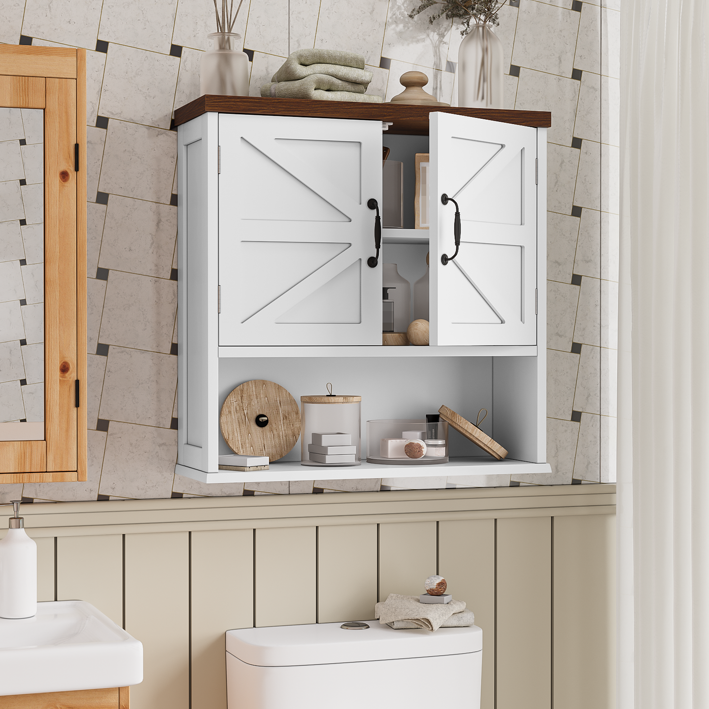 Smuxee Bathroom Cabinet Storage with Bathroom Shelf, Over the Toilet Storage Wall Cabinet