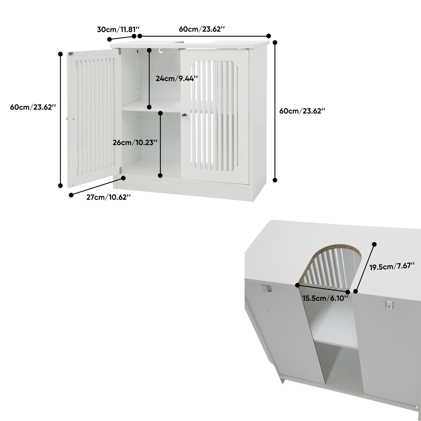 Semiocthome Modern Bathroom Vanity Under Sink Pedestal with 2 Doors and Adjustable Shelf, White