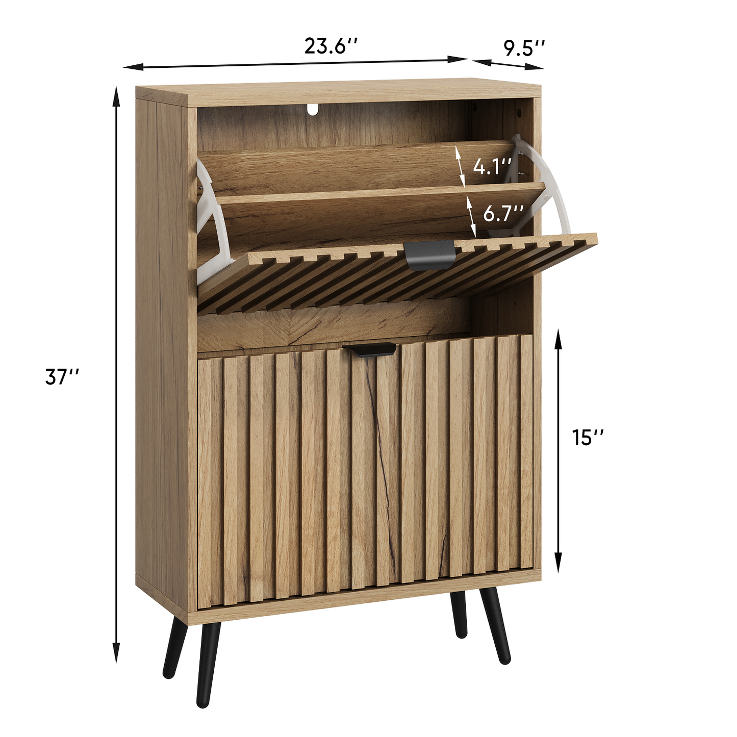 Algherohein Slim Shoe Storage Cabinet with Flip-Down Drawers,Freestanding Shoe Organizer for Entryway