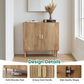 Semiocthome Sideboard Buffet Cabinet with Adjustable Shelf, Line Groove Design, Kitchen, Natural