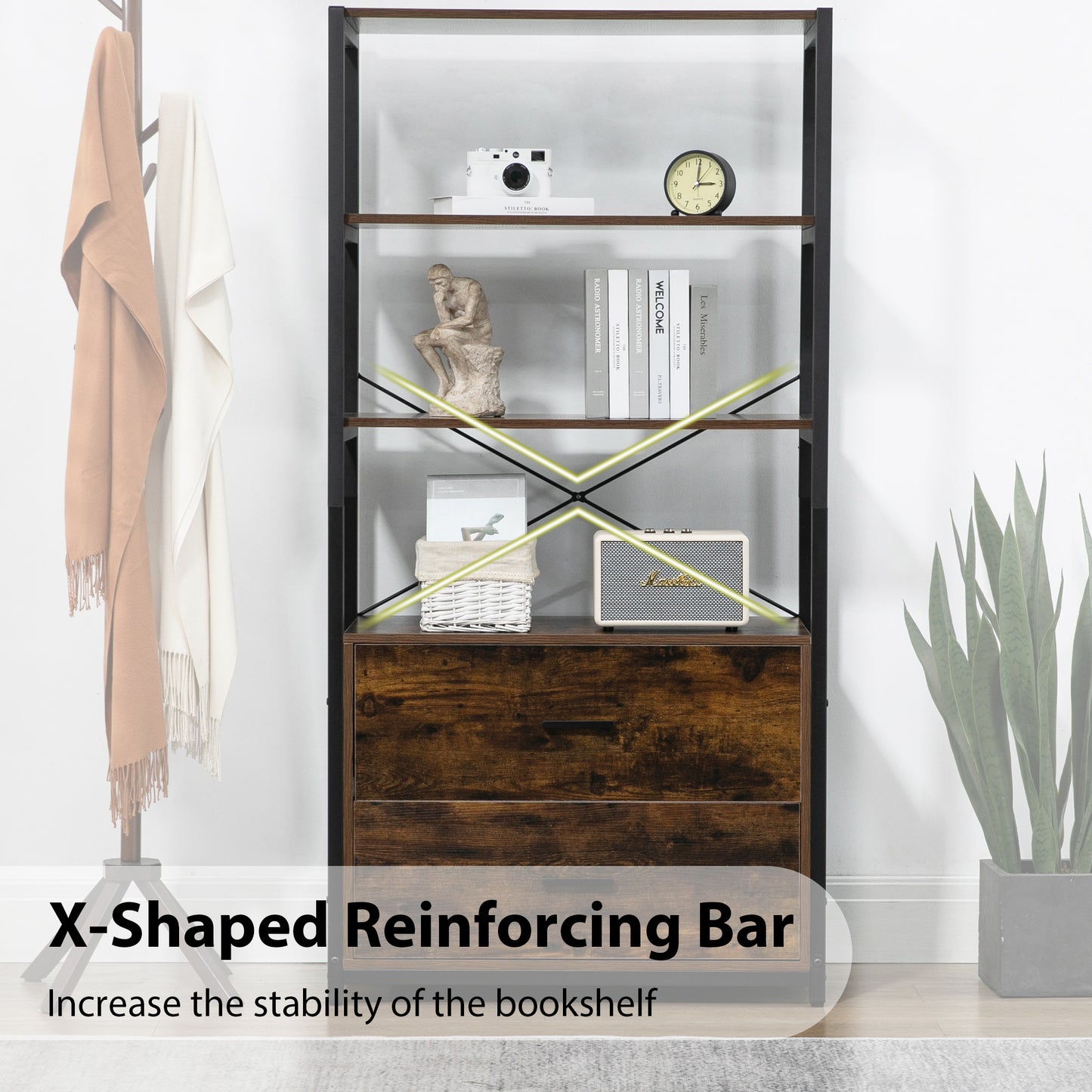 Smuxee Retro Corner Shelf,Storage Place with Door