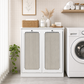 Semiocthome Bathroom Cabinet Laundry Basket Cabinet with Slatted Door and Adjustable Shelf, Laundry Room, Bedroom, White