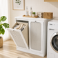 Semiocthome Bathroom Cabinet Laundry Basket Cabinet with Slatted Door and Adjustable Shelf, Laundry Room, Bedroom, White