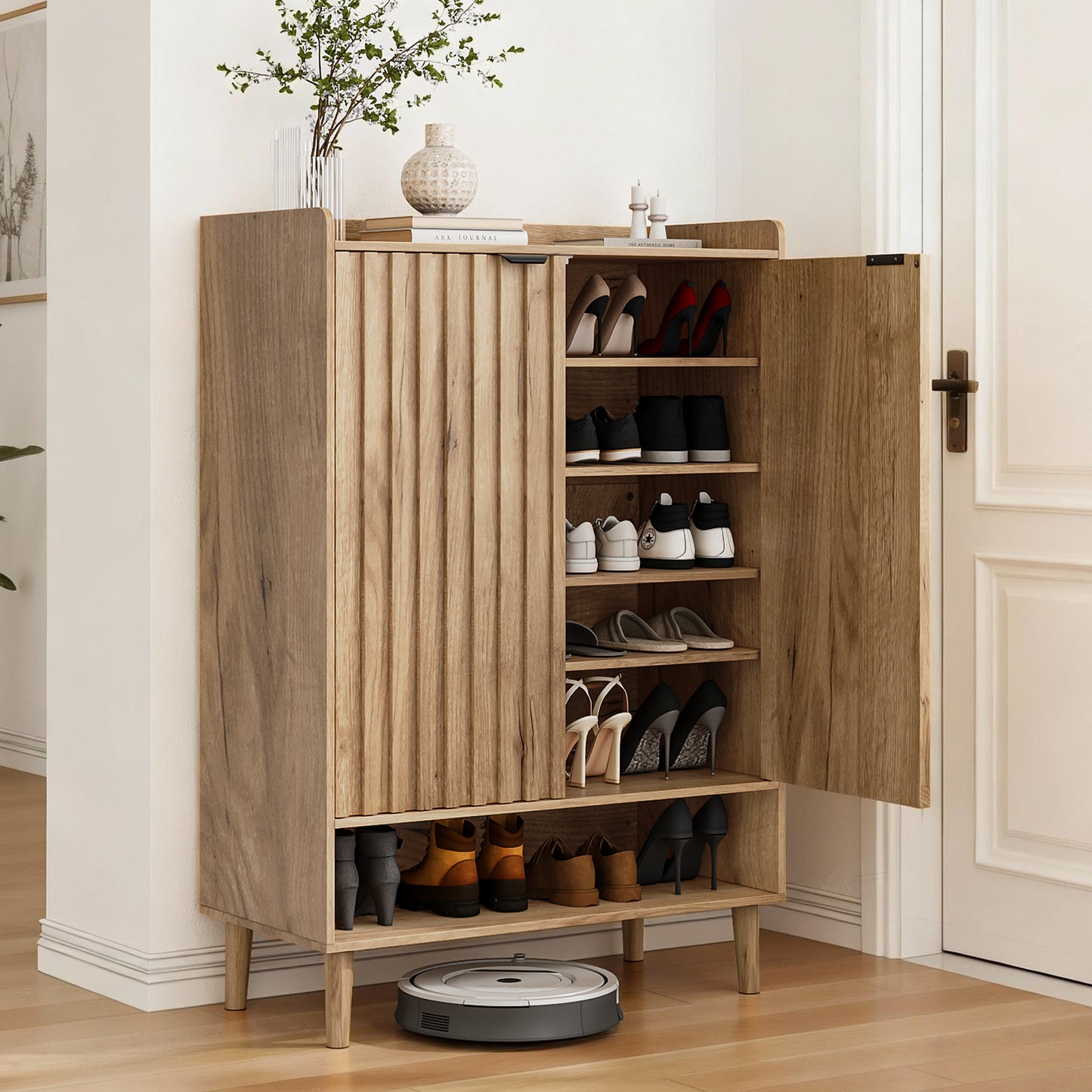 Semiocthome 6-Tier Shoe Storage Cabinet with Adjustable Shelves, Shoe Cabinet for Entryway