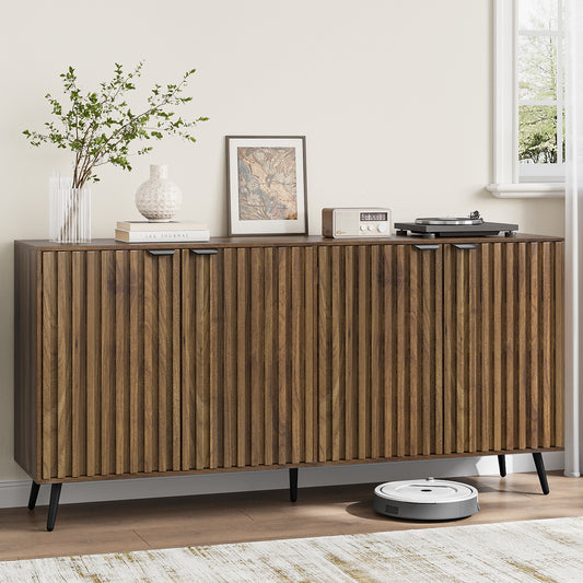Algherohein Modern Sideboard and Buffets with 1 Storage Shelf,Entryway Fluted Cabinet with Doors