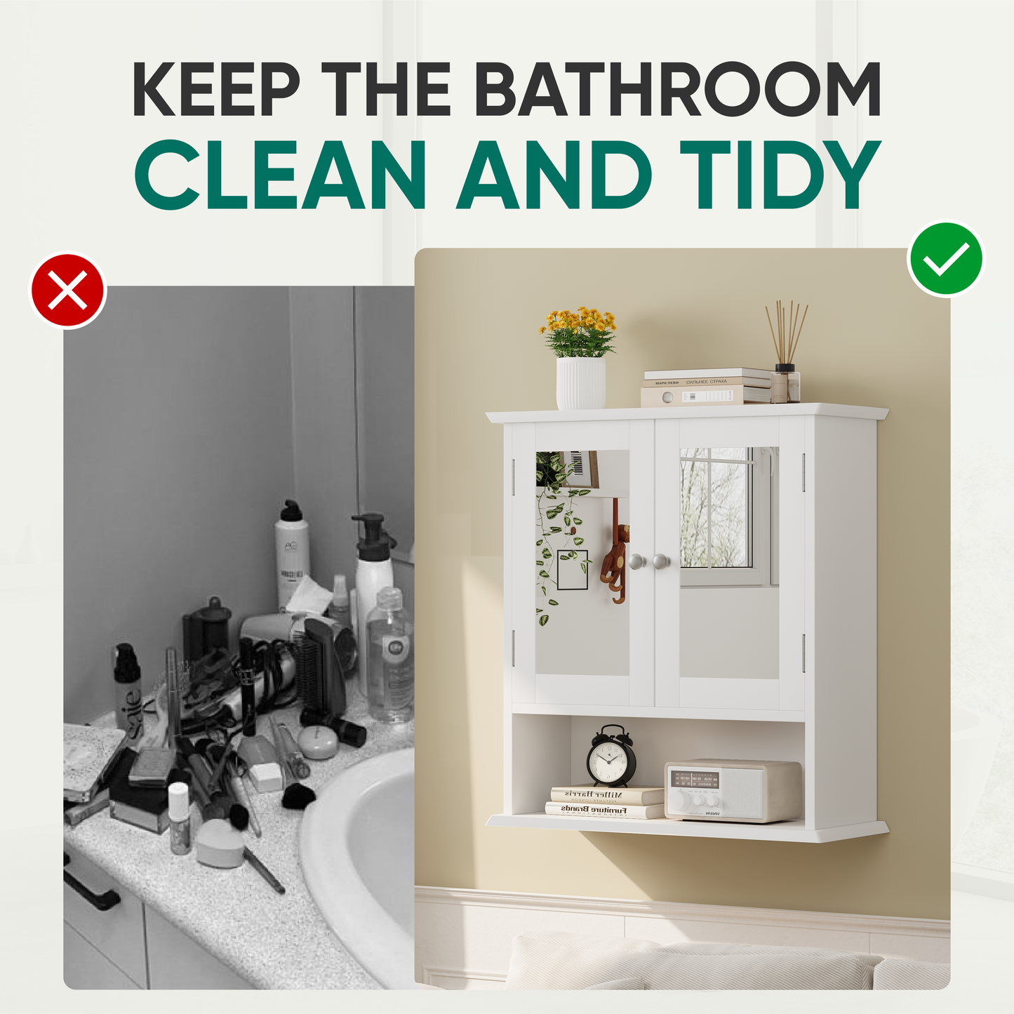 Smuxee Bathroom Cabinet over The Toilet Storage,Medicine Cabinet with Mirror Door