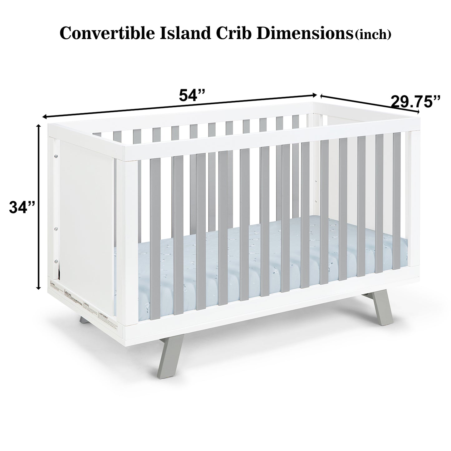 Semiocthome Livia 3-in-1 Convertible Island Crib White/Gray