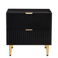 Nightstand with 2 Drawers & Golden Handle，Storage Bedside Table - Black