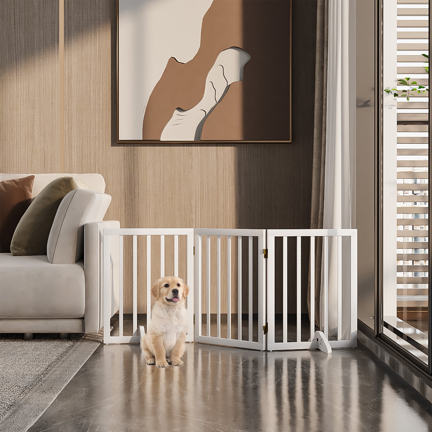 Algherohein Foldable Extra Wide Dog Gates for Indoor Doorways 24"