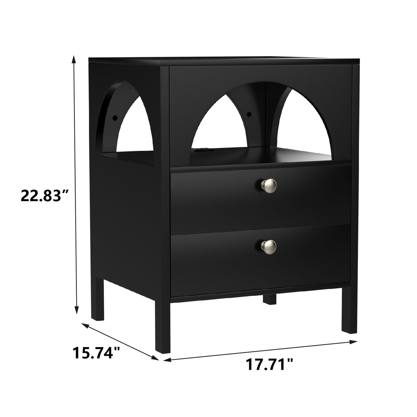 Modern End Tables with USB Ports and Outlets LED Lights Nightstand with Charging Station