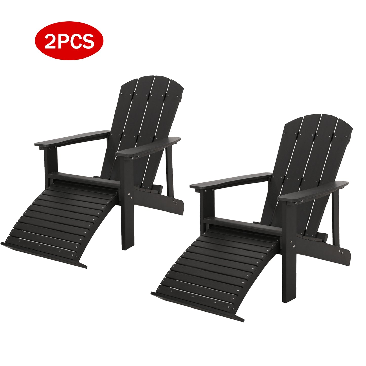 Smart FENDEE Foldable Wood Patio Chairs Set of 2 with Footrest