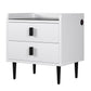 Nightstand with Wireless Charging Station,USB Charging and Adjustable LED Lights, Modern End Table with 2 Drawers for Bedroom,White