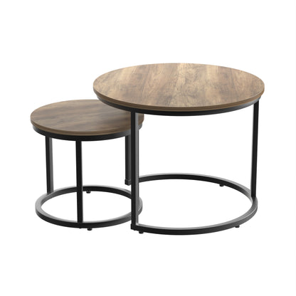 Smuxee Modern Round Wood Nesting Coffee Table Set,End Table for Living Room