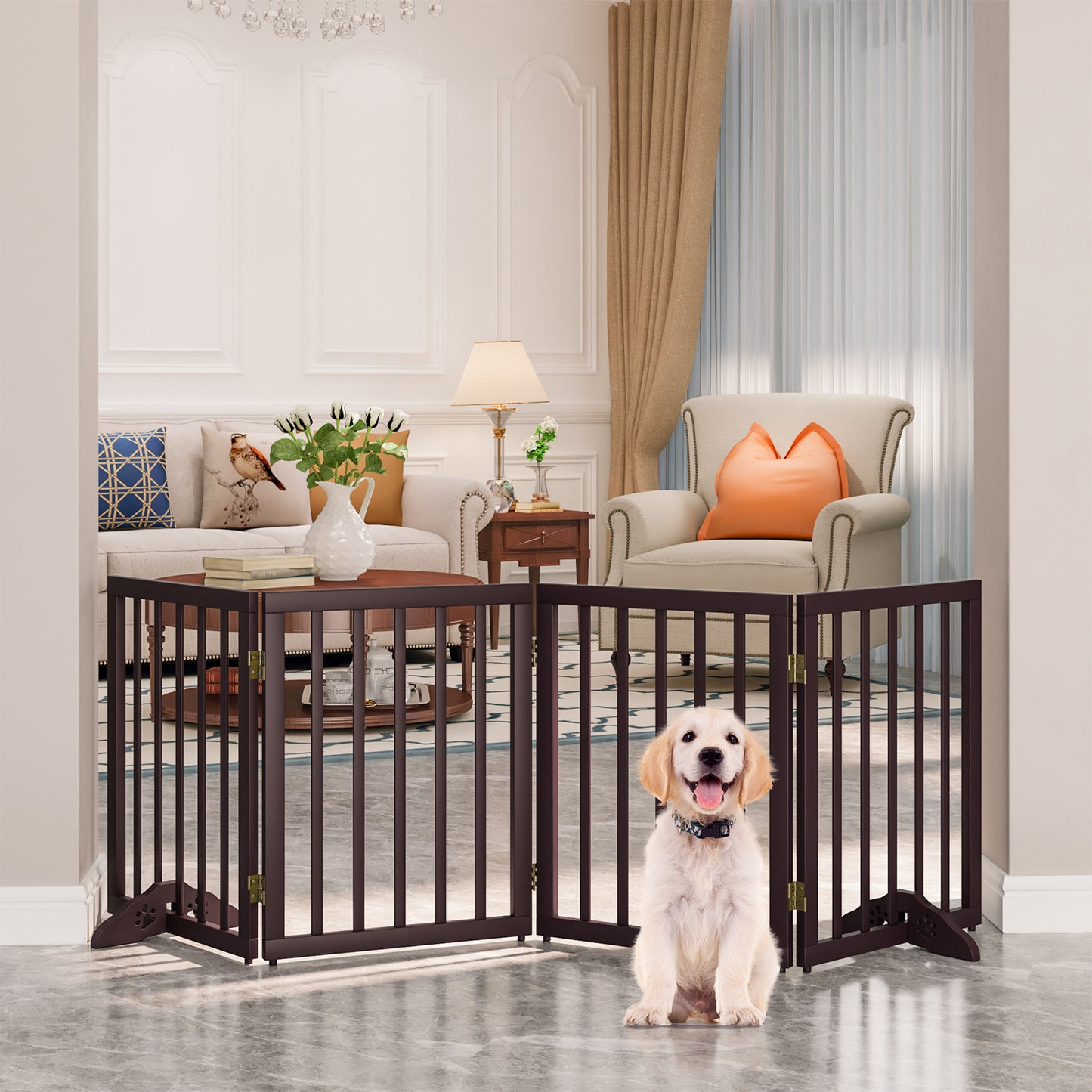 Algherohein Foldable Extra Wide Dog Gates for Indoor Doorways 24"