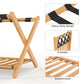 Smart FENDEE Space-Saving Foldable Bamboo Luggage Rack with Shelf