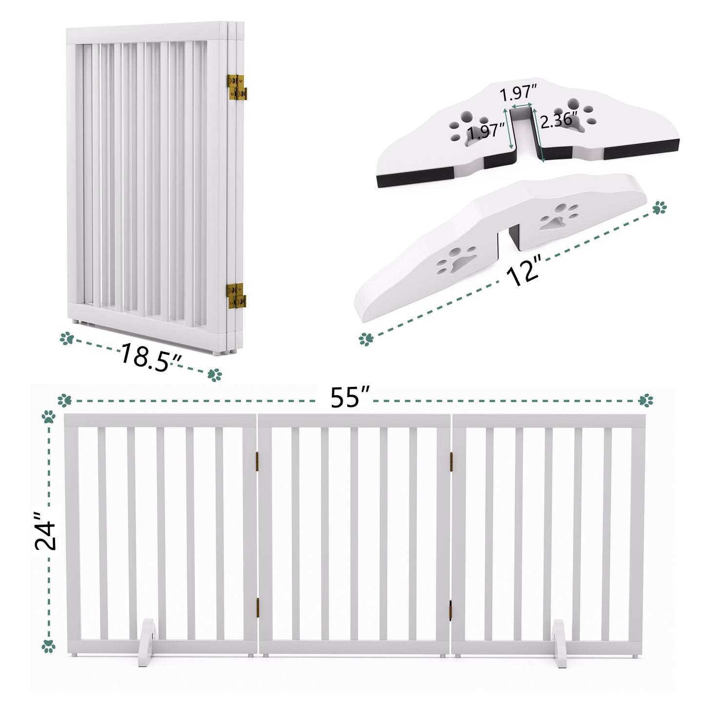 Algherohein Foldable Extra Wide Dog Gates for Indoor Doorways 24"