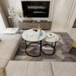 Modern Round Nesting Coffee Table Set 2pc Solid Metal Frame