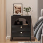 Modern End Tables with USB Ports and Outlets LED Lights Nightstand with Charging Station