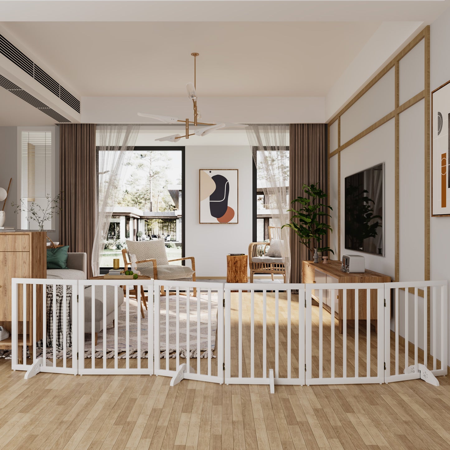 Algherohein Foldable Extra Wide Dog Gates for Indoor Doorways 24"