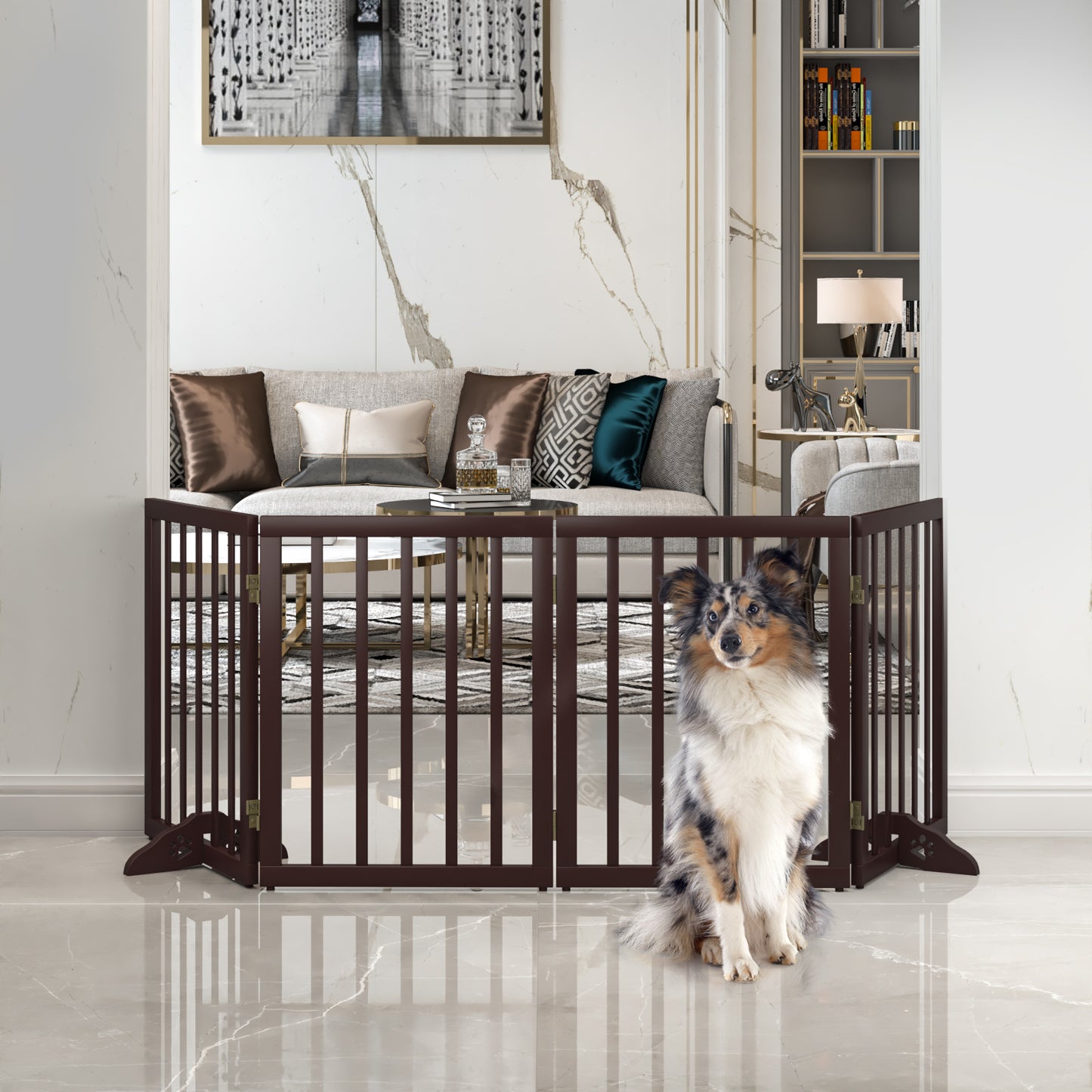 Algherohein Foldable Extra Wide Dog Gates for Indoor Doorways 24"