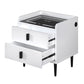 Nightstand with Wireless Charging Station,USB Charging and Adjustable LED Lights, Modern End Table with 2 Drawers for Bedroom,White