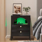 Modern End Tables with USB Ports and Outlets LED Lights Nightstand with Charging Station