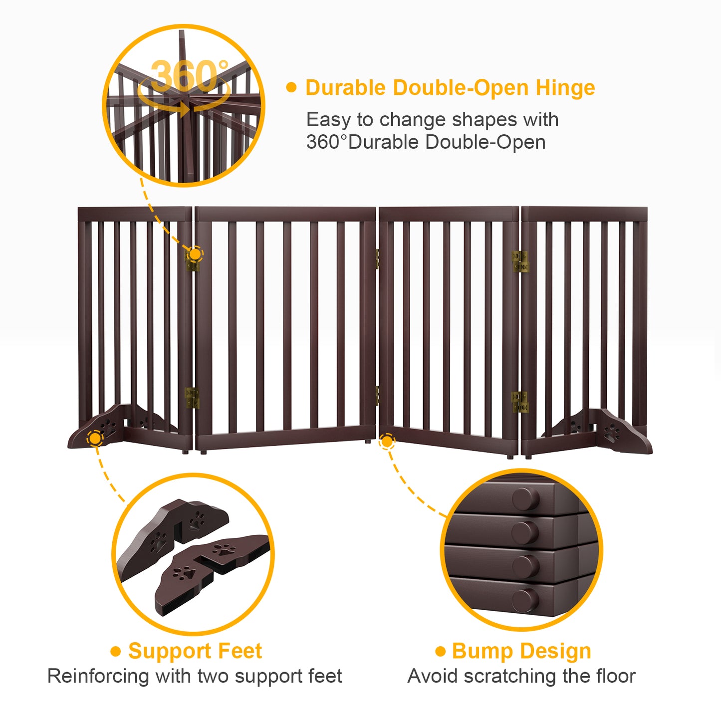 Algherohein Foldable Extra Wide Dog Gates for Indoor Doorways 24"