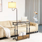 Smart FENDEE Adjustable Wood Computer Desk with Floor Lamp,Rollers,Sockets