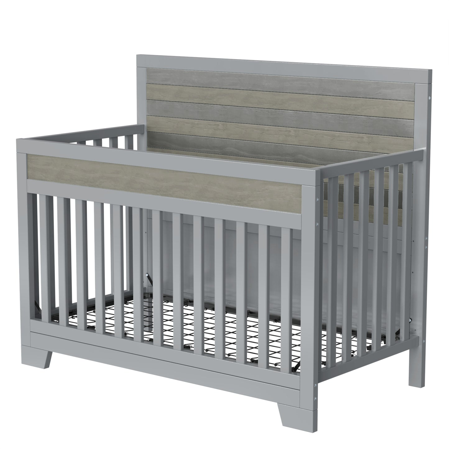 Semiocthome Certified Baby Safe Crib, Pine Solid Wood, Non-Toxic Finish, Gray