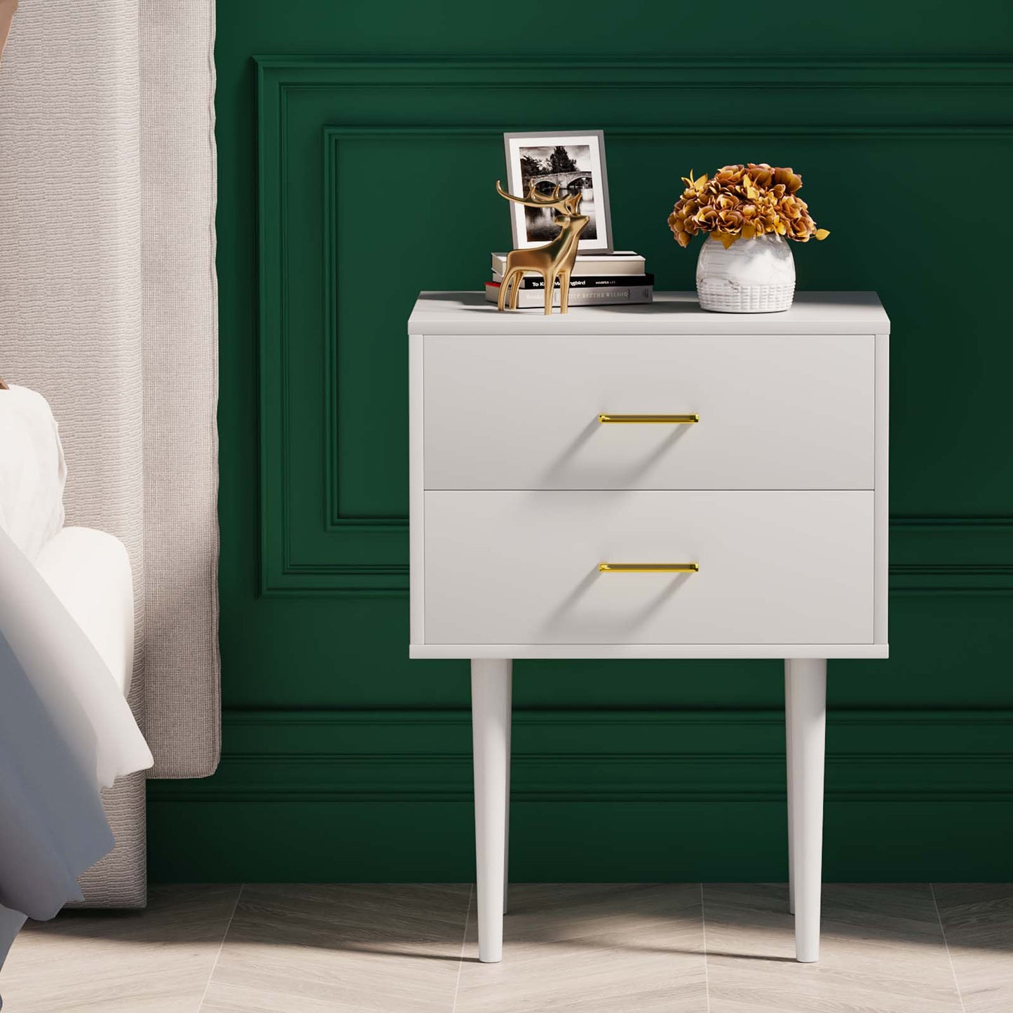 Semiocthome Modern 2 Drawers Nightstand,Bedside Table for Bedroom,Adult