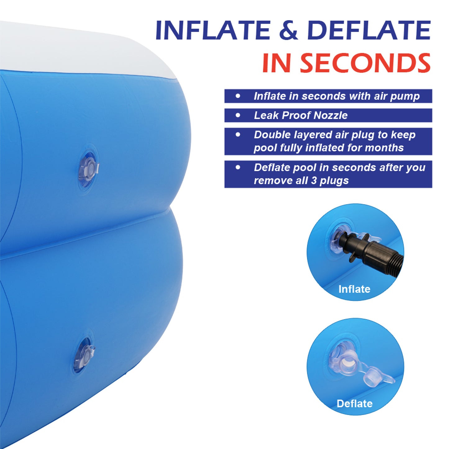 Semiocthome 102" x 70" x 22" Inflatable Swimming Pool - Wall Thickness 0.3mm Blue