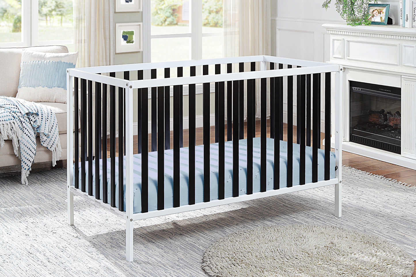 Palmer 3-in-1 Convertible Island Crib  White/Black