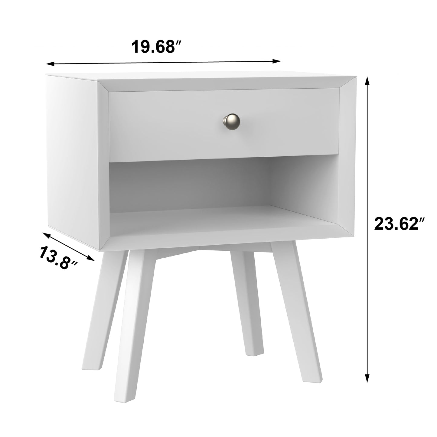 Algherohein Classic 1 Drawer Black Finish Nightstands for Bedroom