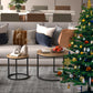 Modern Round Nesting Coffee Table Set 2pc Solid Metal Frame