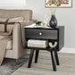 Algherohein Classic 1 Drawer Black Finish Nightstands for Bedroom