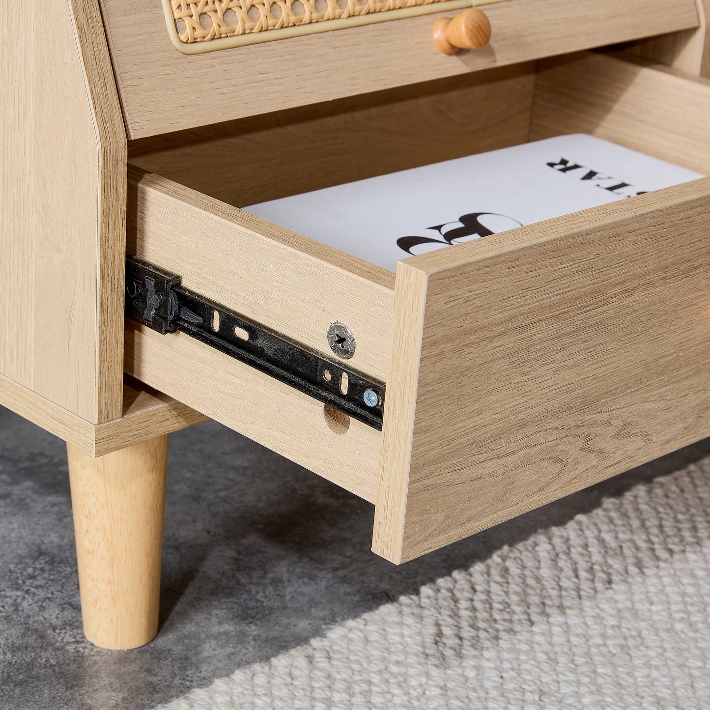 Modern simple storage cabinet bedside cabinet rattan bedside cabinet Small household furniture bedside table