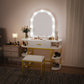 Smuxee Modern Dressing Table Set with 10 LED Lights and Mirror ,Black