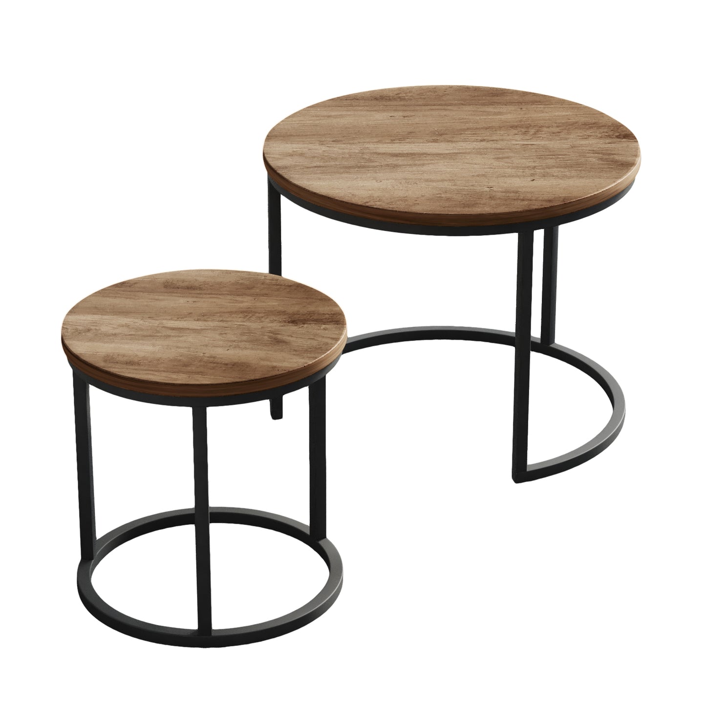 Smuxee Modern Round Wood Nesting Coffee Table Set,End Table for Living Room