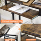 Smart FENDEE Adjustable Wood Computer Desk with Floor Lamp,Rollers,Sockets