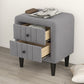 Upholstered Wooden Nightstand with 2 Drawers,Fully Assembled Except Legs and Handles,Velvet Bedside Table-Gray