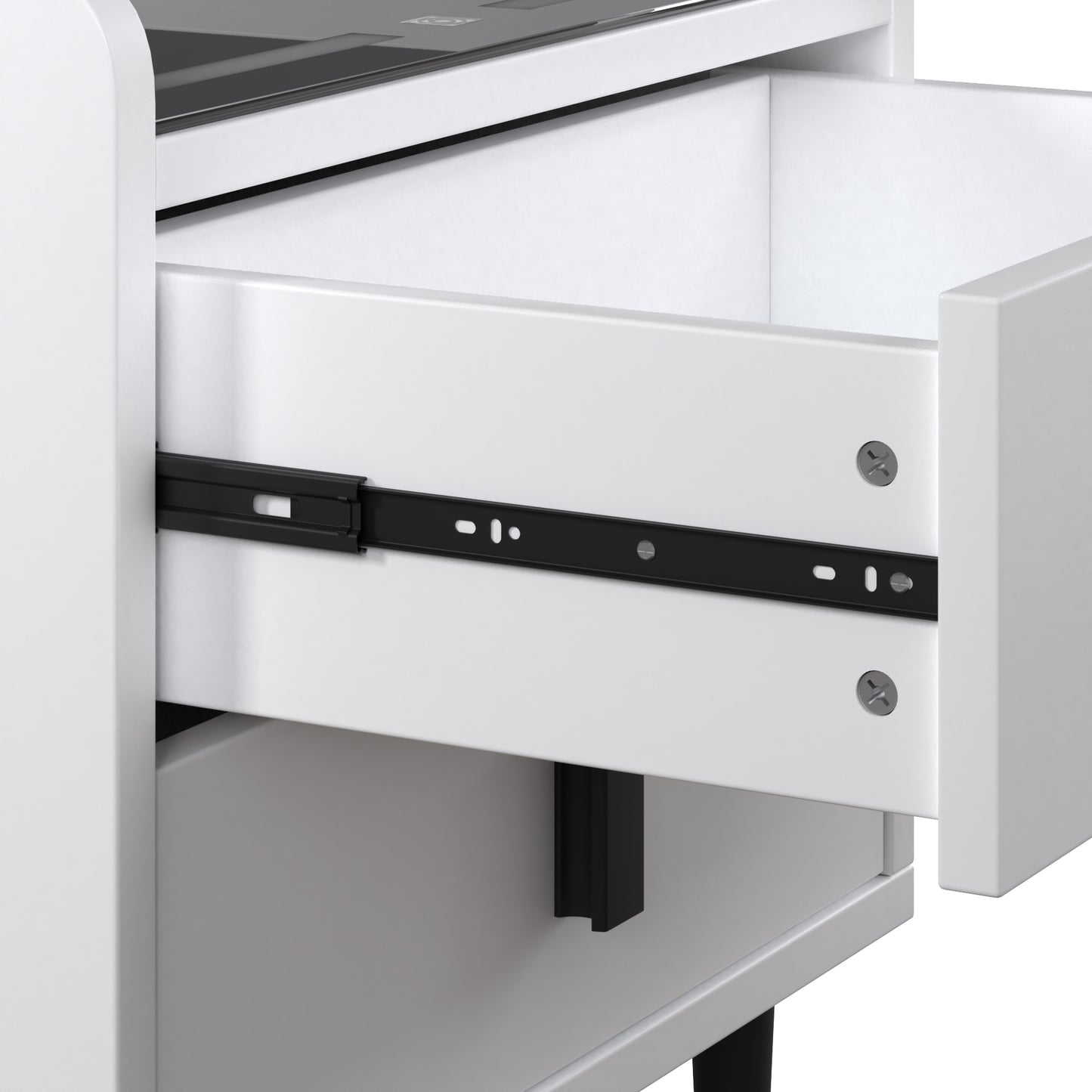 Nightstand with Wireless Charging Station,USB Charging and Adjustable LED Lights, Modern End Table with 2 Drawers for Bedroom,White