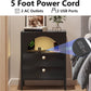 Algherohein Black Modern Nightstand 2 Drawers Beside Table for Bedroom