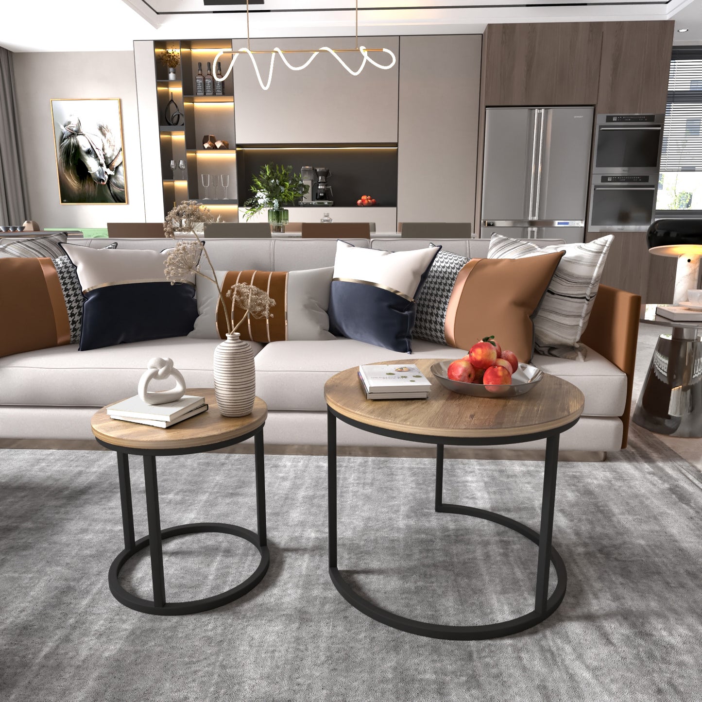 Smart FENDEE Modern Wood Nesting Coffee Table