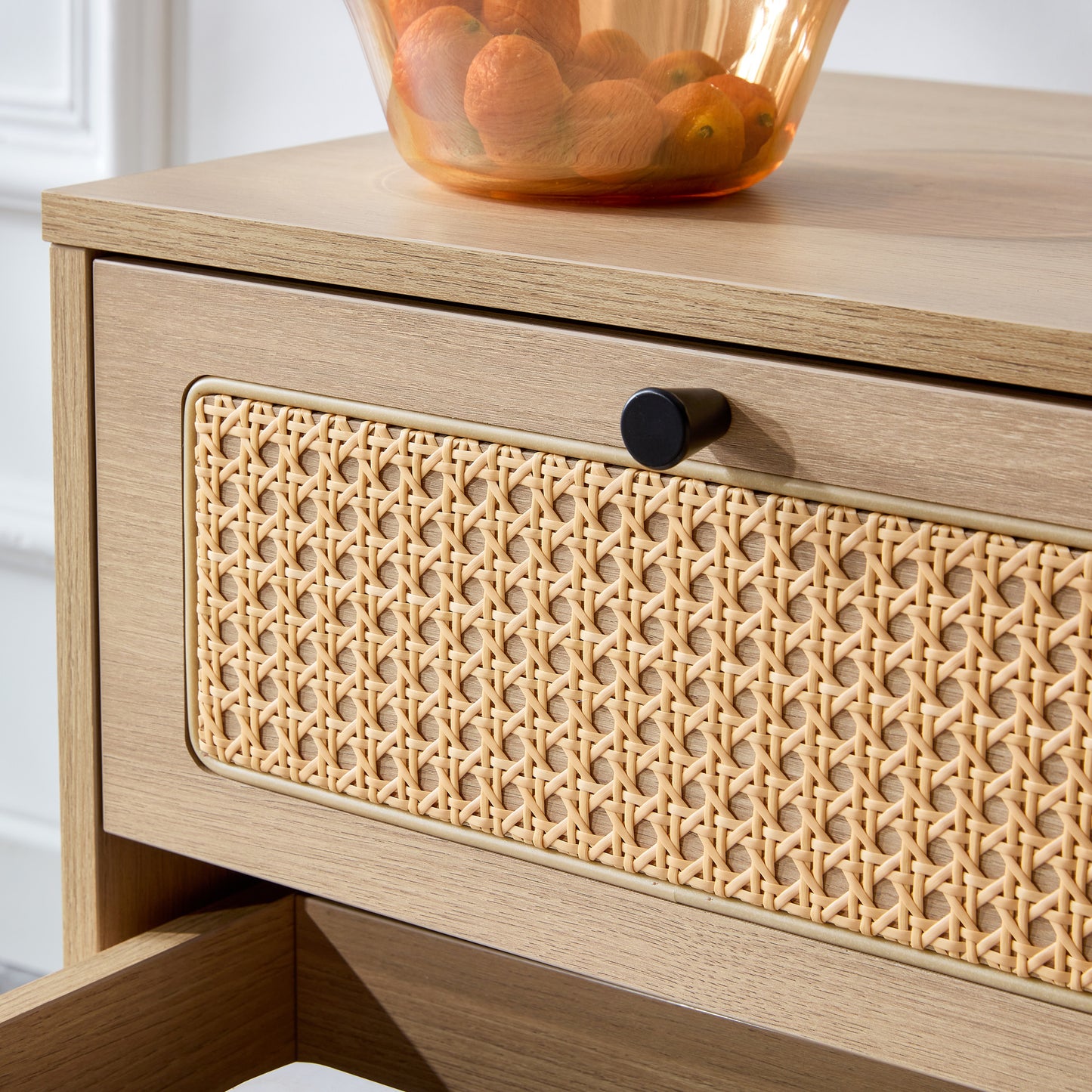 Modern simple storage cabinet MDF Board bedside cabinet rattan bedside cabinet Small household furniture bedside table