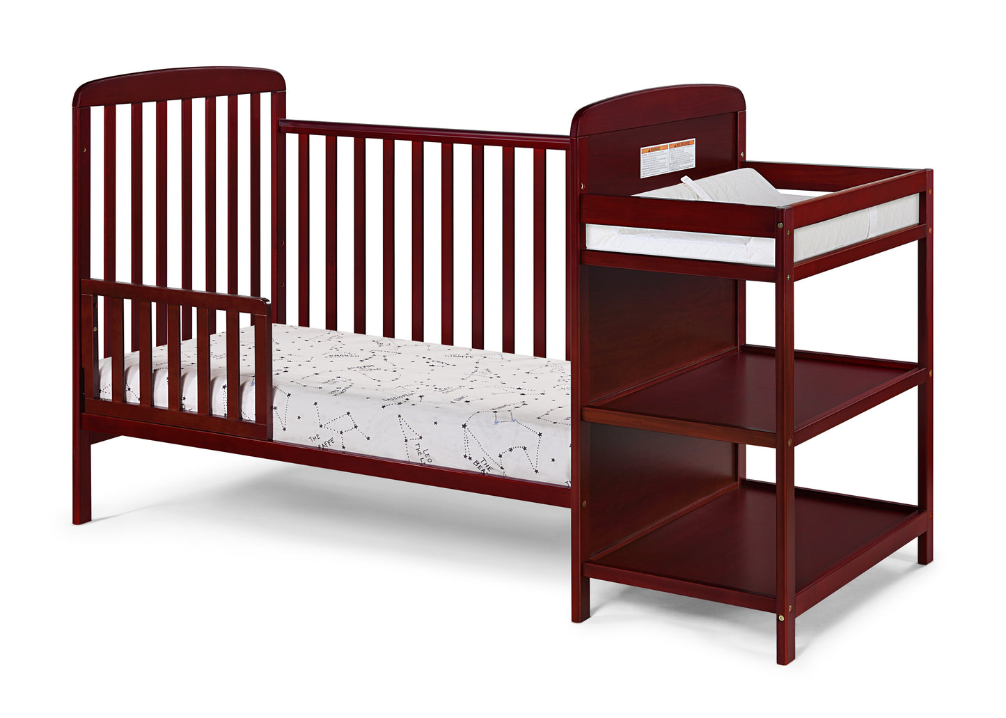 Ramsey 3-in-1 Convertible Crib and Changer Combo Cherry