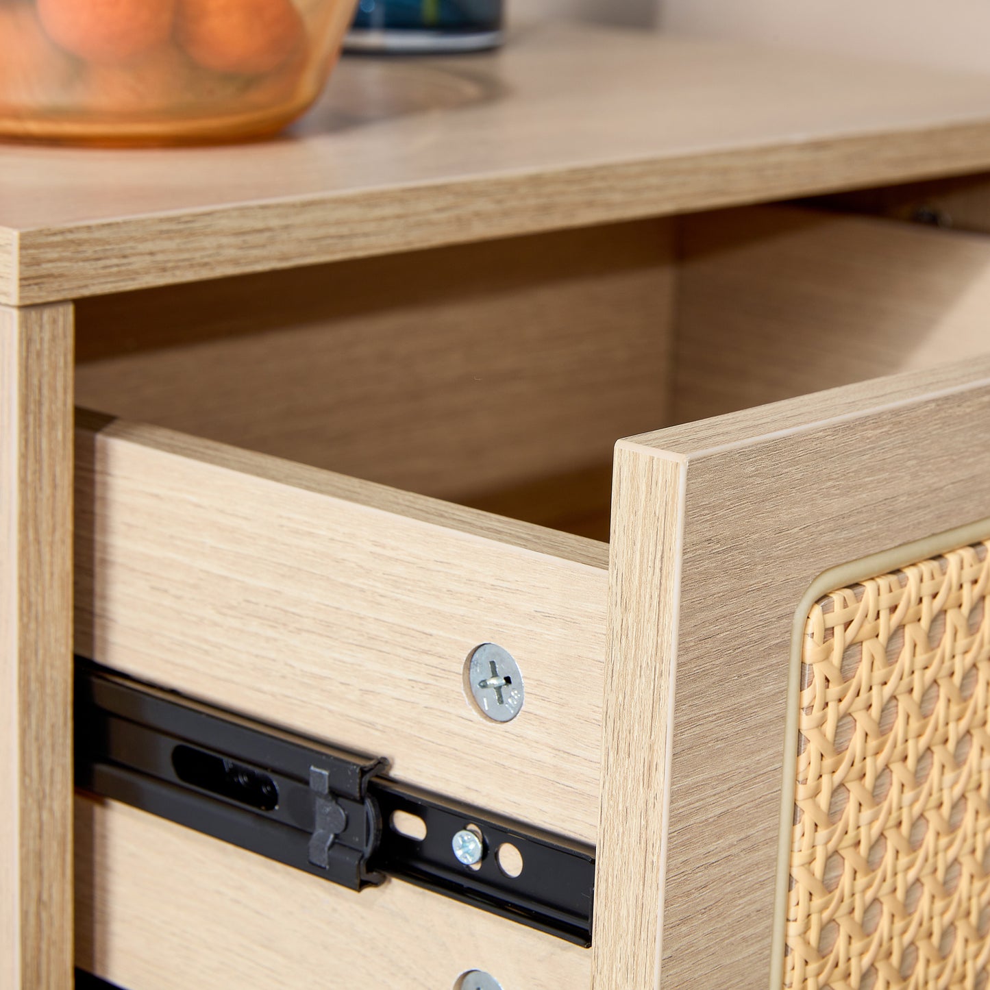 Modern simple storage cabinet MDF Board bedside cabinet rattan bedside cabinet Small household furniture bedside table